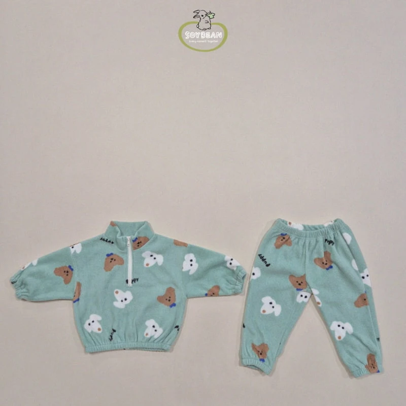 Soybean - Korean Children Fashion - #todddlerfashion - Fleece Puppy Mockneck Top Bottom Set - 9