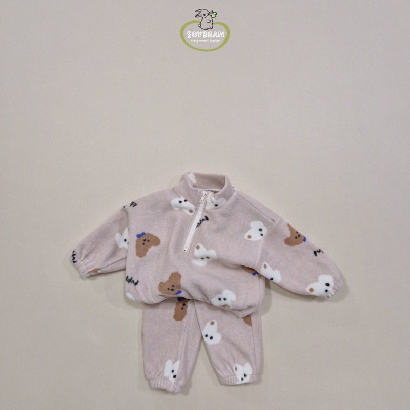 Soybean - Korean Children Fashion - #toddlerclothing - Fleece Puppy Mockneck Top Bottom Set - 10