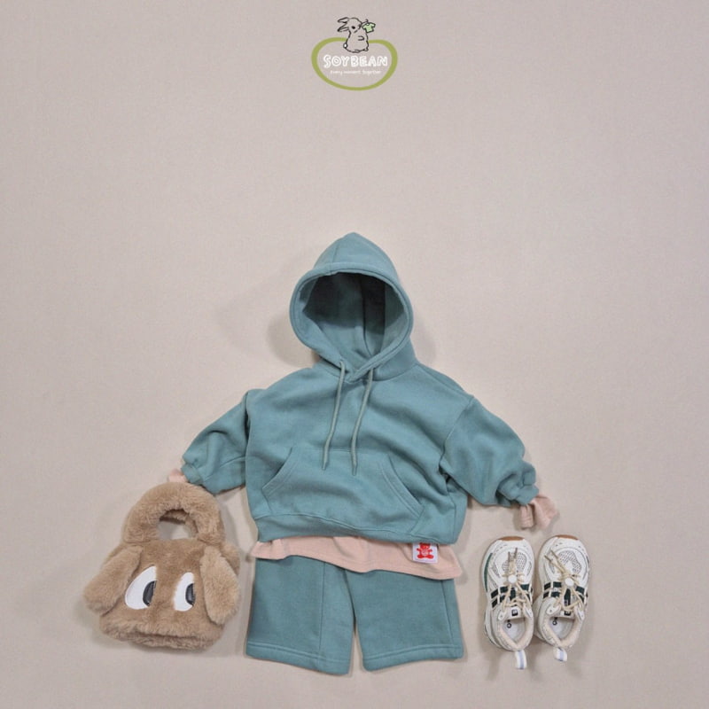 Soybean - Korean Children Fashion - #toddlerclothing - Fleece Hooded Top Bottom Set - 2