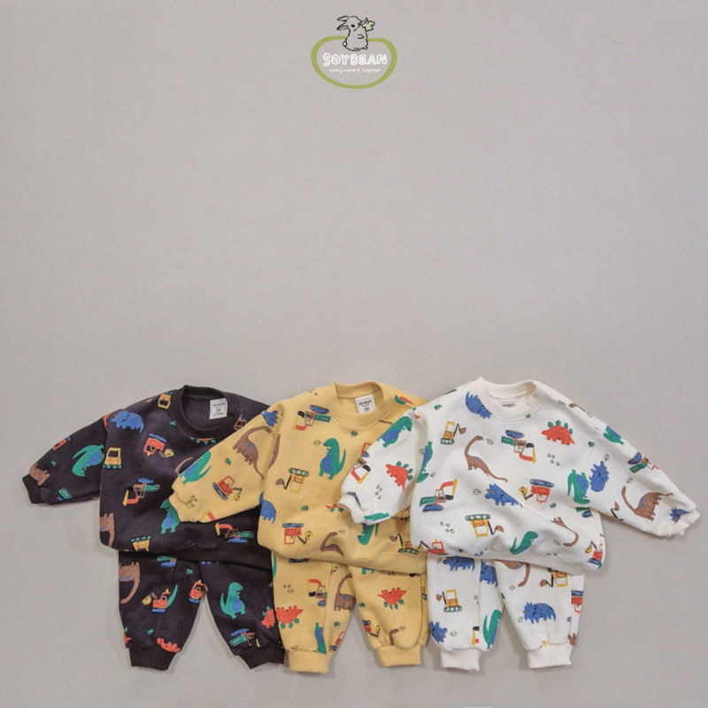 Soybean - Korean Children Fashion - #toddlerclothing - Fleece Dino Top Bottom Set