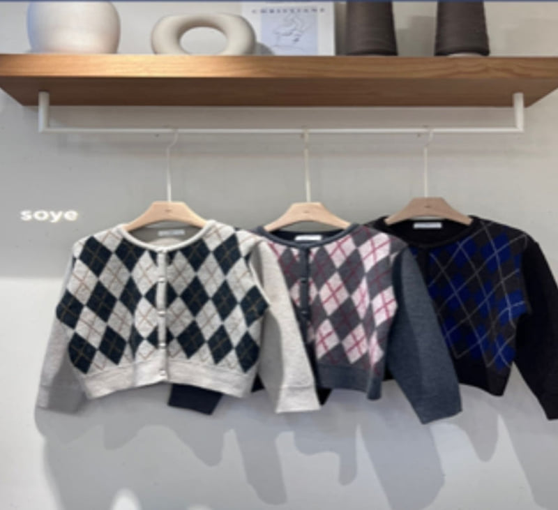 Soye - Korean Children Fashion - #fashionkids - Wool Argyle Cardigan