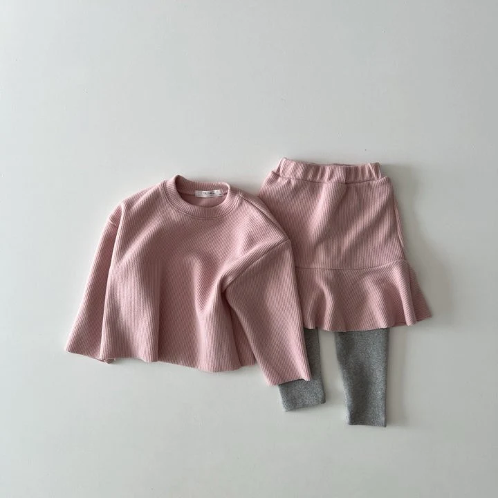 The Little Ove - Korean Children Fashion - #childrensboutique - Knit Skirt Leggings Top Bottom Set - 10