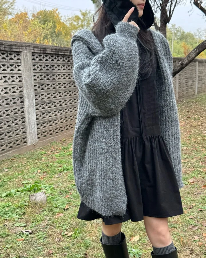 Theres - Korean Women Fashion - #momslook - Hood Wool Cardigan - 10