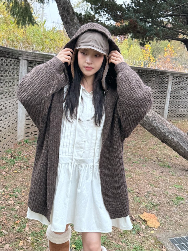 Theres - Korean Women Fashion - #womensfashion - Hood Wool Cardigan - 4