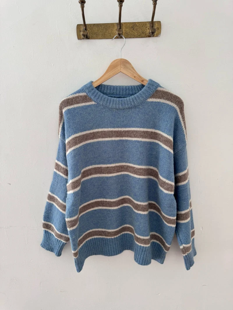 Theres - Korean Women Fashion - #momslook - Colored Stripe Knit Sweater