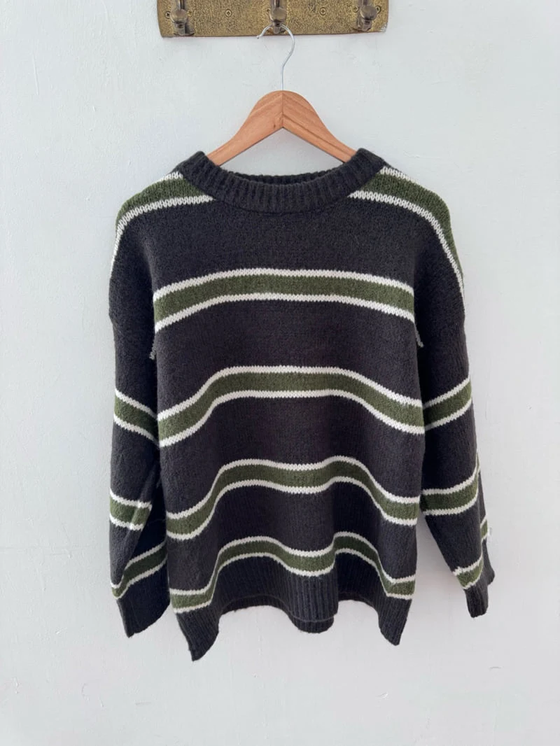 Theres - Korean Women Fashion - #momslook - Colored Stripe Knit Sweater - 2