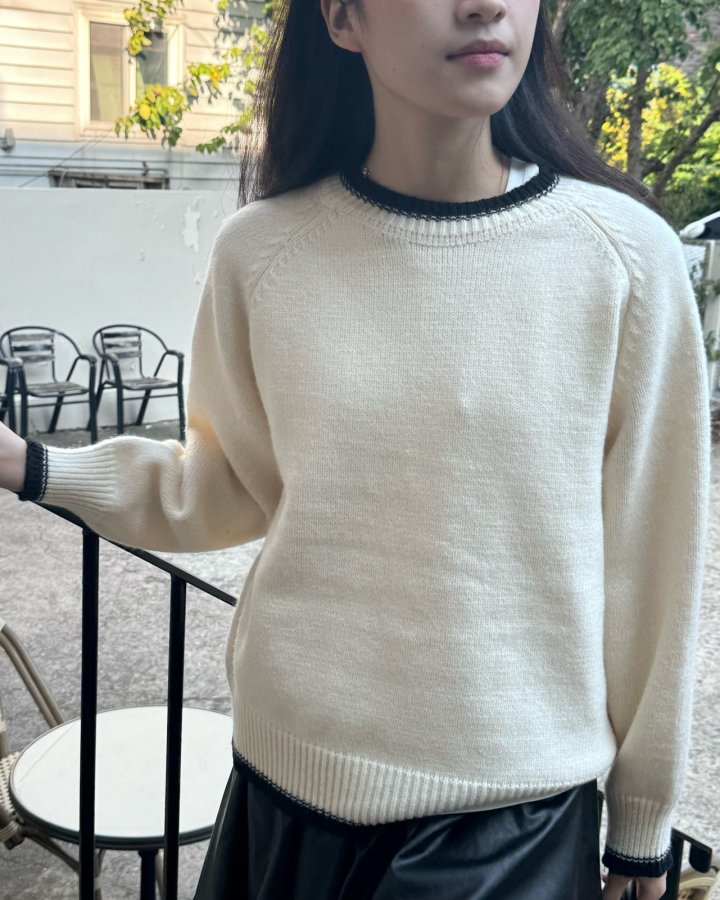 Theres - Korean Women Fashion - #momslook - Line Knit Sweater - 10