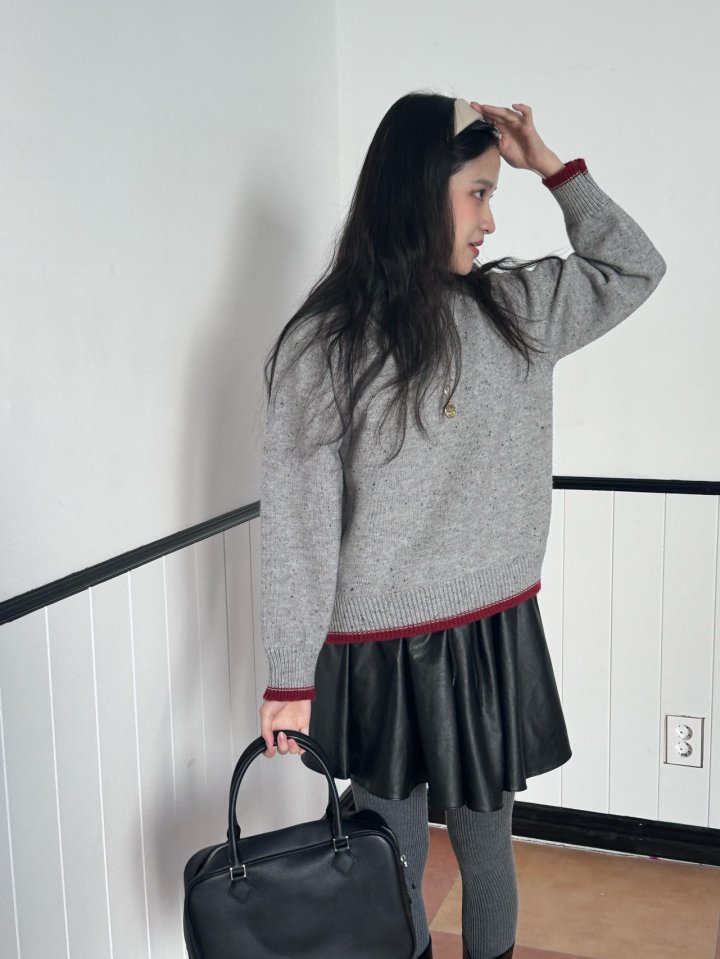 Theres - Korean Women Fashion - #vintagekidsstyle - Line Knit Sweater - 4