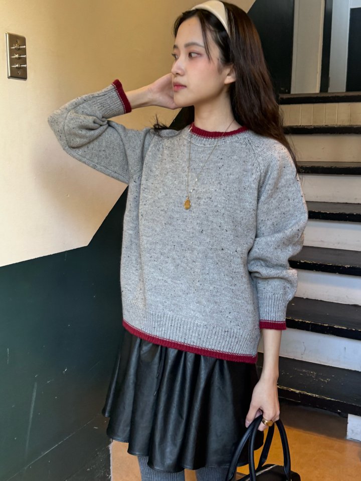 Theres - Korean Women Fashion - #vintageinspired - Line Knit Sweater - 2