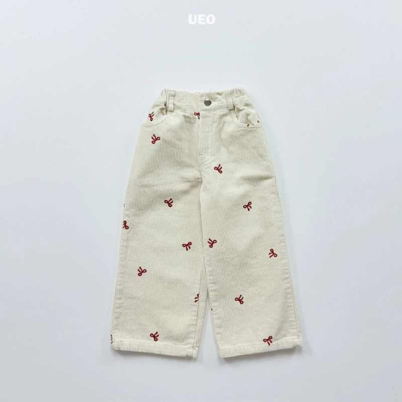 U Eo - Korean Children Fashion - #designkidswear - Ribbon Embroidered Corduroy Pants - 7