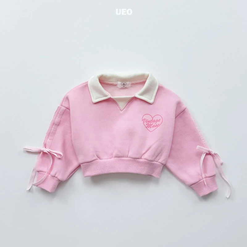 U Eo - Korean Children Fashion - #prettylittlegirls - Muse Ribbon Collar Sweatshirt - 2