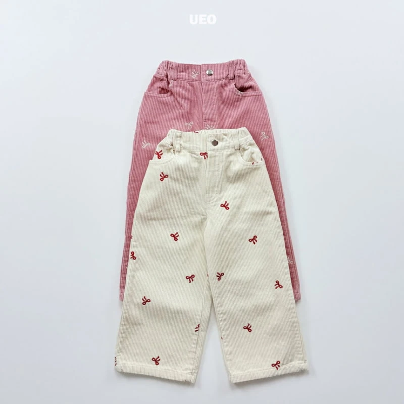 U Eo - Korean Children Fashion - #todddlerfashion - Ribbon Embroidered Corduroy Pants - 2