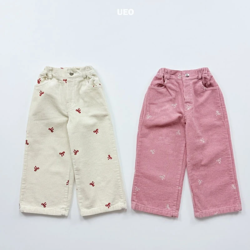 U Eo - Korean Children Fashion - #toddlerclothing - Ribbon Embroidered Corduroy Pants - 3