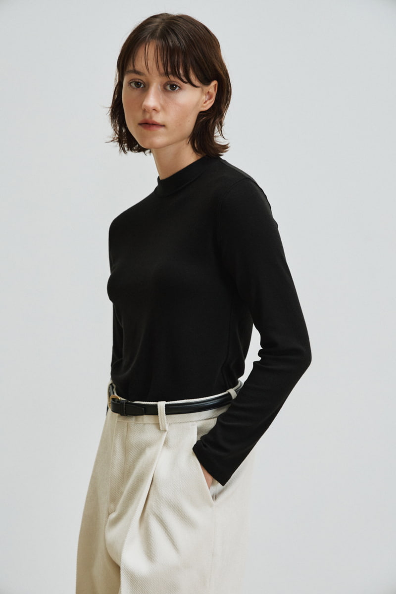 Understanding - Korean Women Fashion - #vintagekidsstyle - Wool Half Neck Long Sleeved Tee - 5