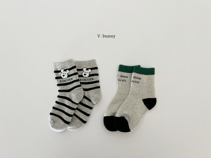 V Bunny - Korean Children Fashion - #childofig - Bonjour Socks Set - 8