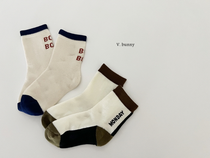 V Bunny - Korean Children Fashion - #childrensboutique - Monday Socks Set - 8