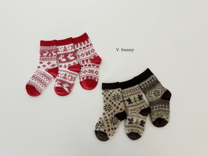 V Bunny - Korean Children Fashion - #childrensboutique - Snowflake Socks Set - 2