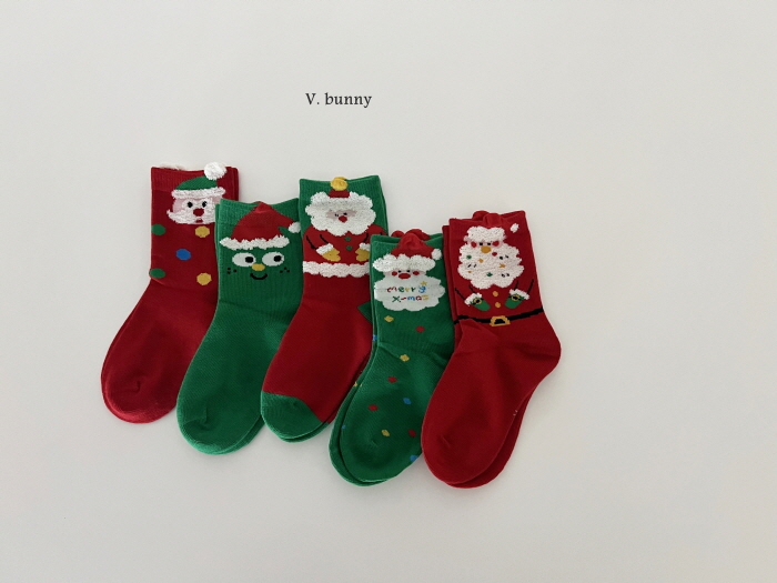 V Bunny - Korean Children Fashion - #childrensboutique - Three Santa Socks Set