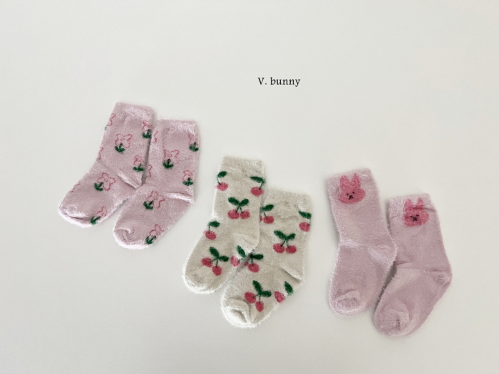 V Bunny - Korean Children Fashion - #designkidswear - Cherry Socks Set - 6