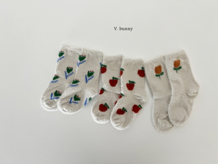 V Bunny - Korean Children Fashion - #designkidswear - Apple Socks Set - 5