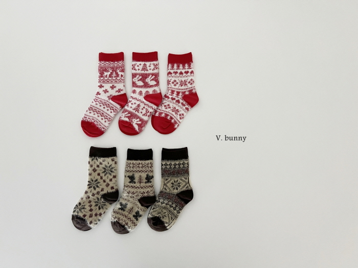 V Bunny - Korean Children Fashion - #designkidswear - Snowflake Socks Set - 3