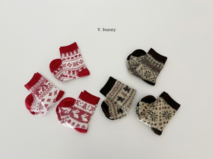 V Bunny - Korean Children Fashion - #designkidswear - Snowflake Socks Set - 4