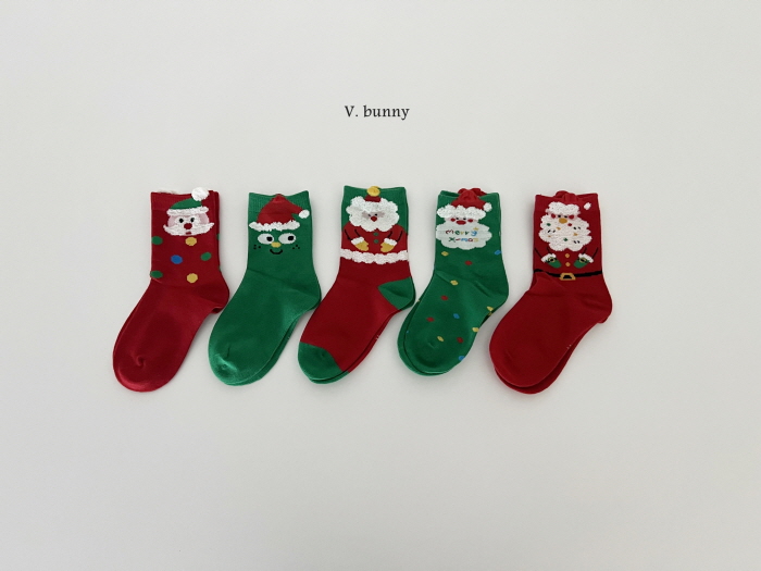 V Bunny - Korean Children Fashion - #discoveringself - Three Santa Socks Set - 3