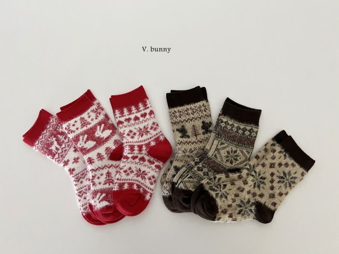 V Bunny - Korean Children Fashion - #fashionkids - Snowflake Socks Set - 5