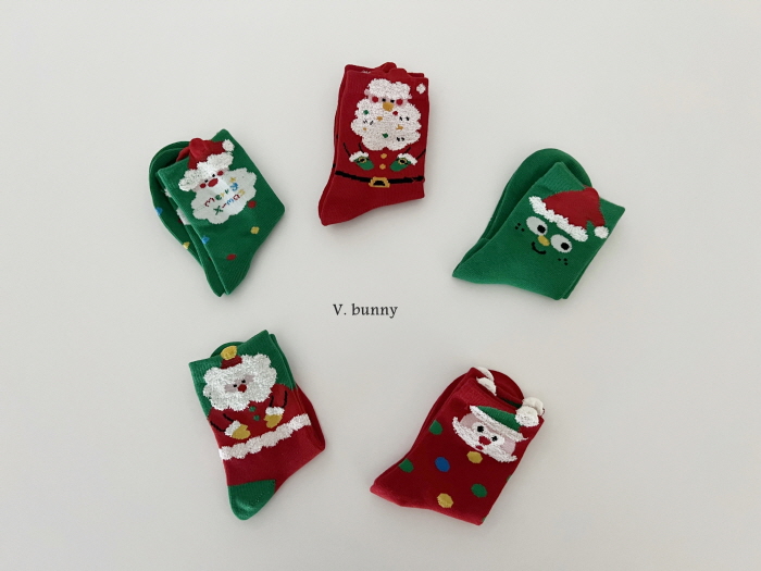 V Bunny - Korean Children Fashion - #kidzfashiontrend - Three Santa Socks Set - 7