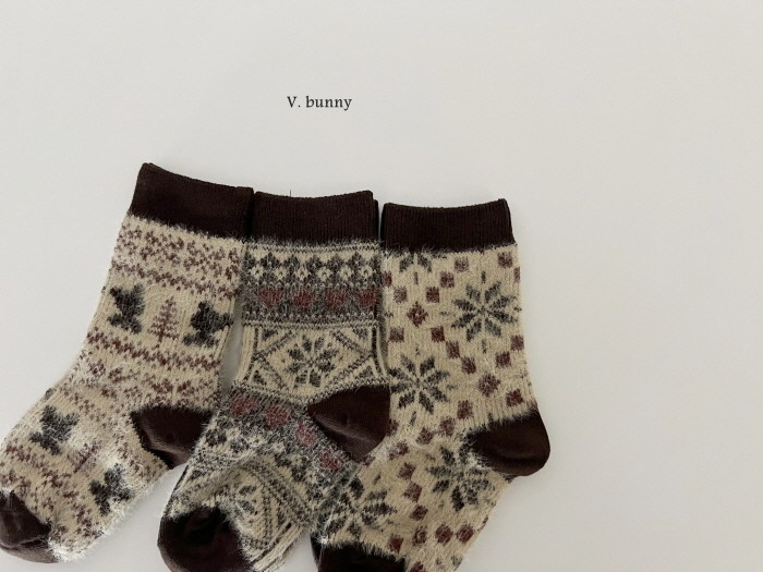 V Bunny - Korean Children Fashion - #littlefashionista - Snowflake Socks Set - 10