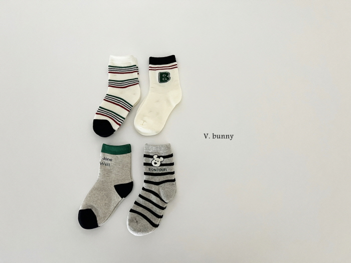 V Bunny - Korean Children Fashion - #minifashionista - Bonjour Socks Set - 3