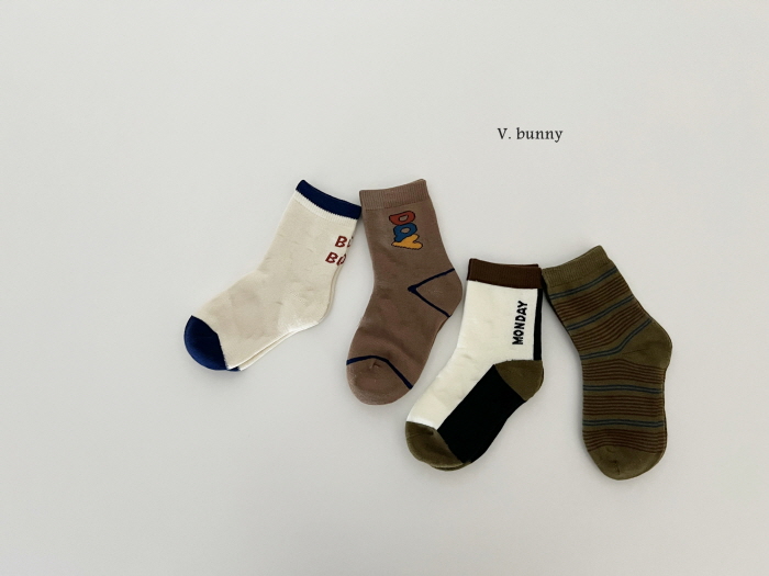 V Bunny - Korean Children Fashion - #prettylittlegirls - Monday Socks Set - 3