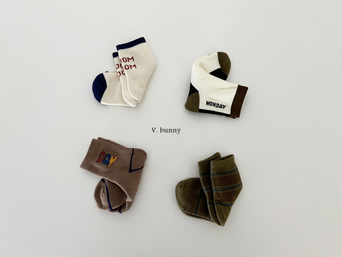 V Bunny - Korean Children Fashion - #stylishchildhood - Monday Socks Set - 6