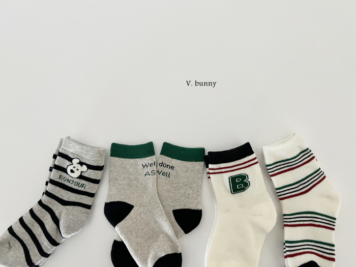 V Bunny - Korean Children Fashion - #todddlerfashion - Bonjour Socks Set - 5