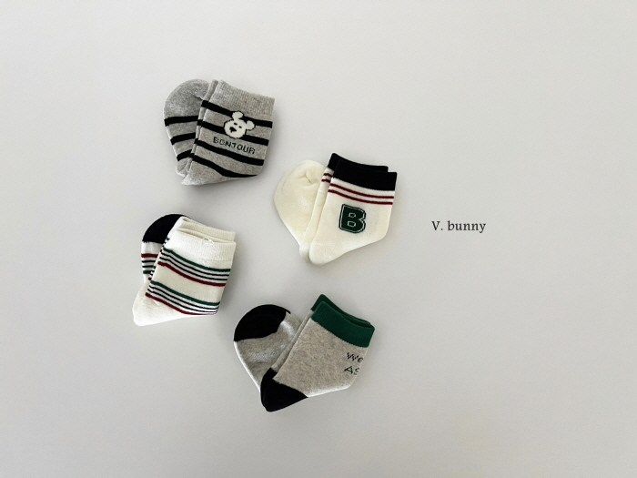 V Bunny - Korean Children Fashion - #toddlerclothing - Bonjour Socks Set - 6