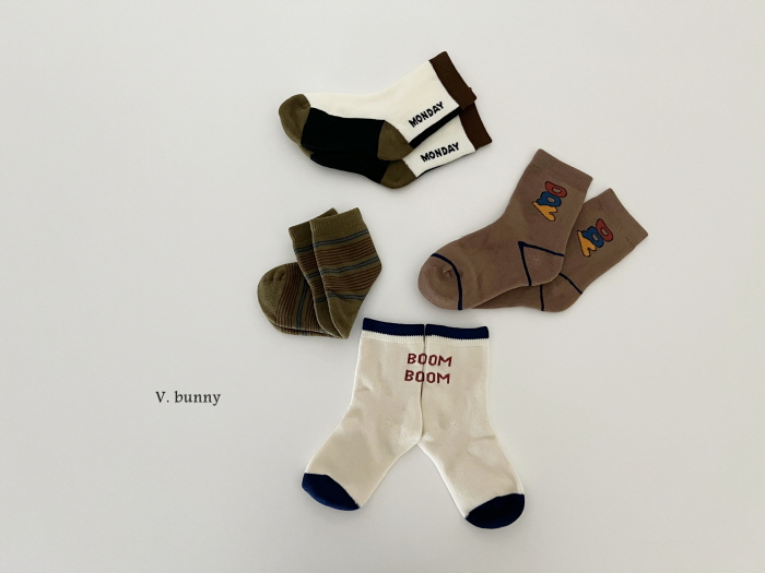 V Bunny - Korean Children Fashion - #toddlerclothing - Monday Socks Set - 5