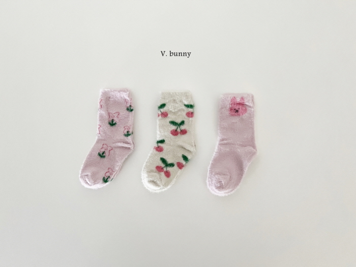 V Bunny - Korean Children Fashion - #toddlerclothing - Cherry Socks Set - 2