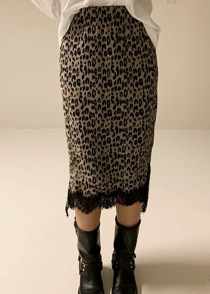 Via - Korean Women Fashion - #momslook - Leopard Lace Skirt