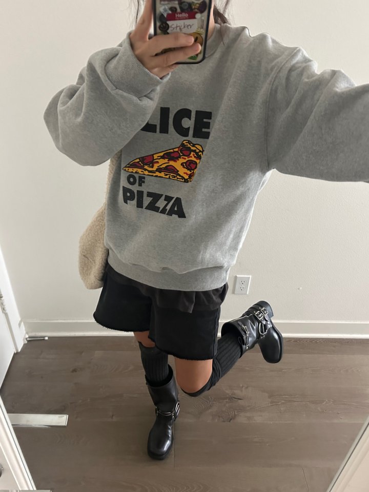 Via - Korean Women Fashion - #momslook - Pizza Sweatshirts - 2