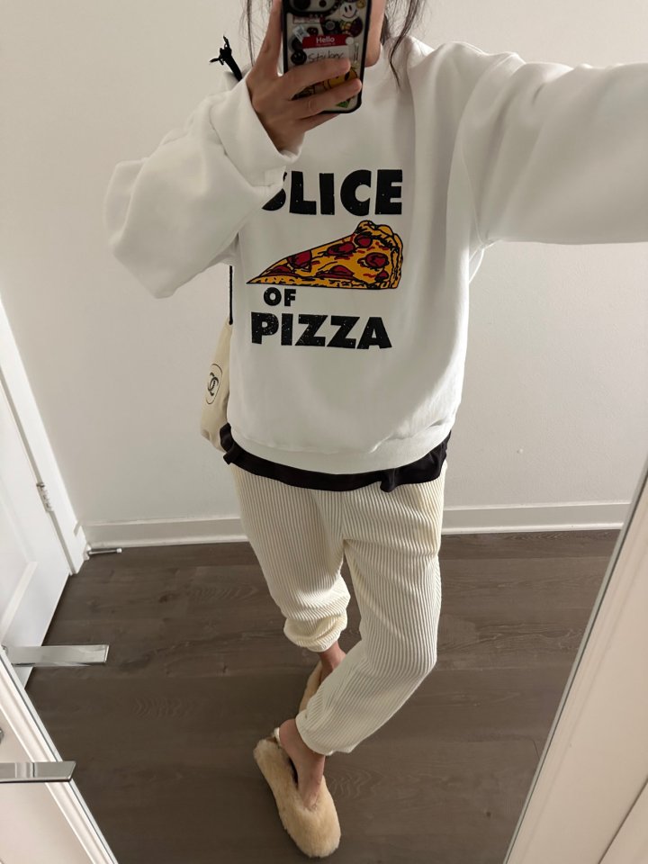 Via - Korean Women Fashion - #momslook - Pizza Sweatshirts