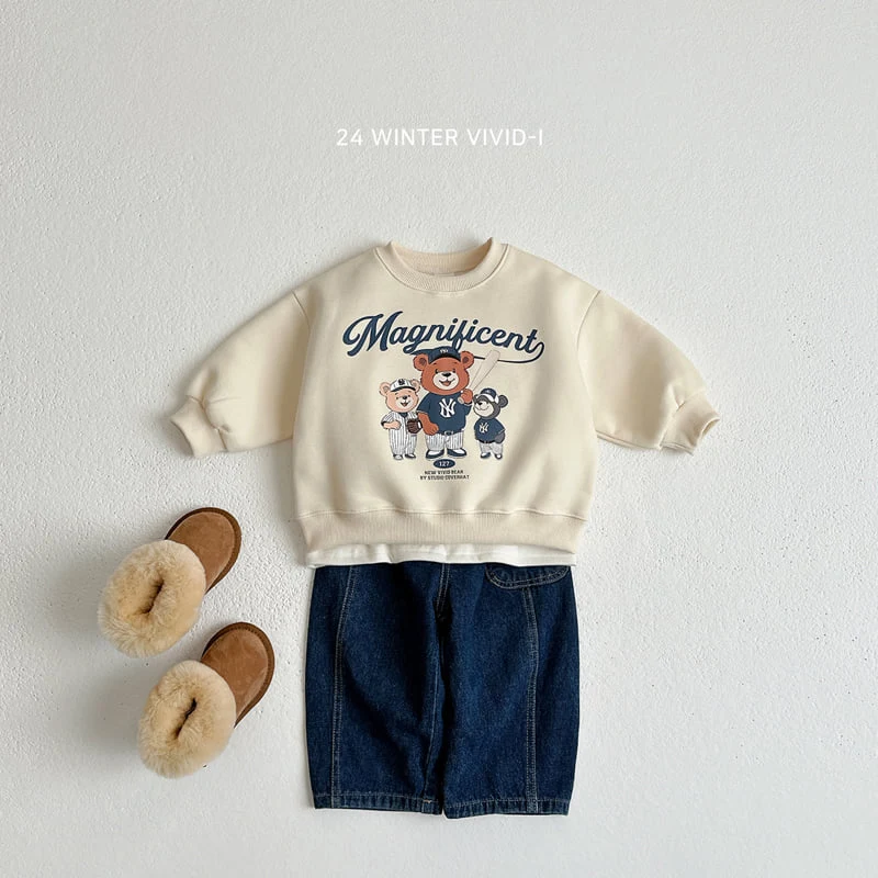 Vivid I - Korean Children Fashion - #Kfashion4kids - Bears Baseball Top Bottom Set - 7