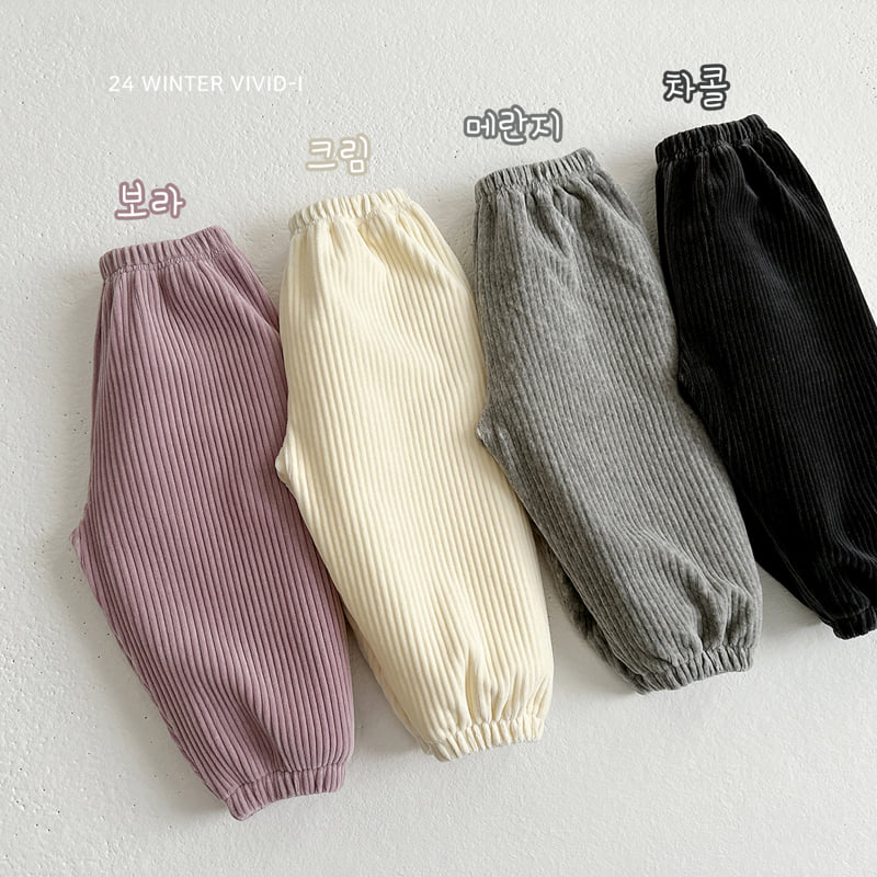 Vivid I - Korean Children Fashion - #childofig - Corduroy Veloa Jogger Pants - 3