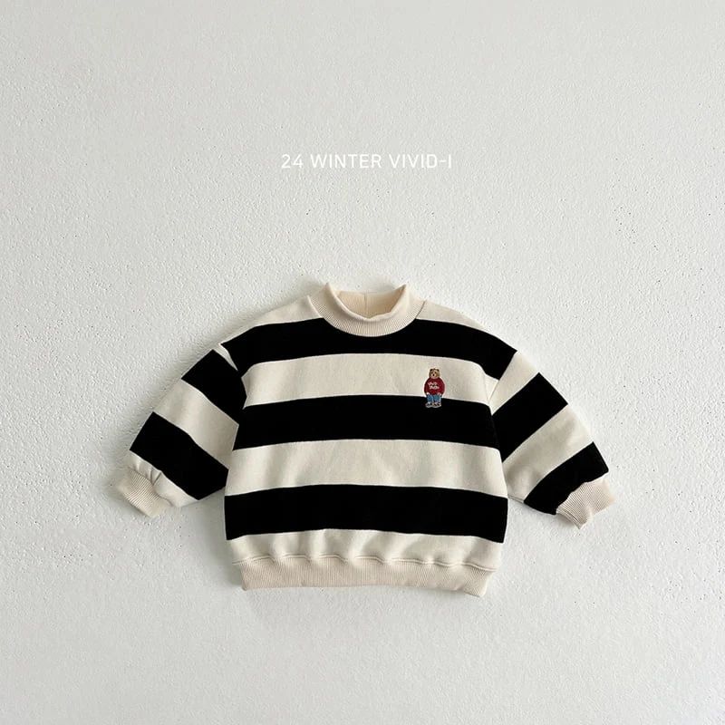 Vivid I - Korean Children Fashion - #childofig - Big Stripe Bear Embroidery Sweatshirts - 5