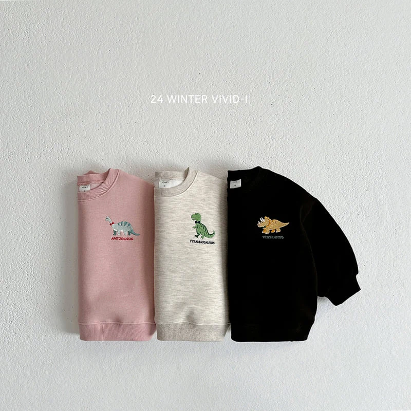 Vivid I - Korean Children Fashion - #childofig - Jurassic Embroidery Sweatshirts