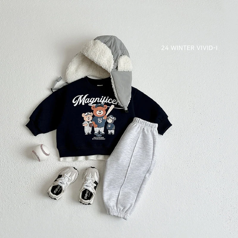 Vivid I - Korean Children Fashion - #childofig - Bears Baseball Top Bottom Set - 12