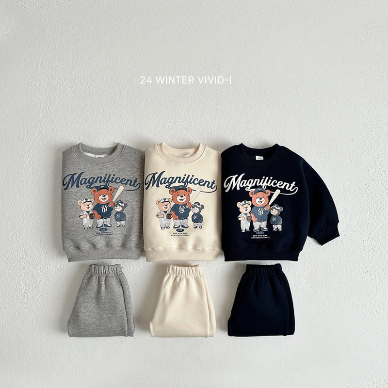 Vivid I - Korean Children Fashion - #designkidswear - Bears Baseball Top Bottom Set