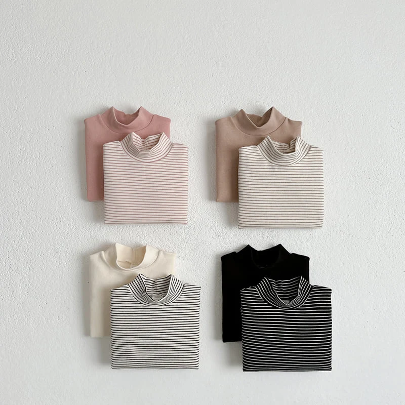 Vivid I - Korean Children Fashion - #designkidswear - Basic Turtleneck Tee Set