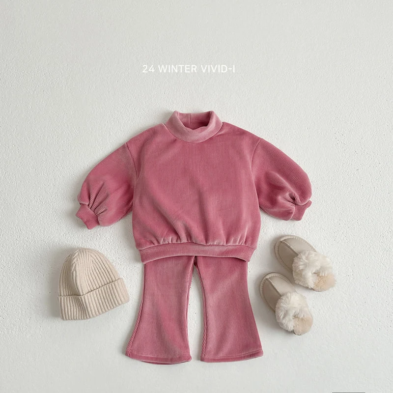 Vivid I - Korean Children Fashion - #discoveringself - Veloa Bootcut Top Bottom Set - 4