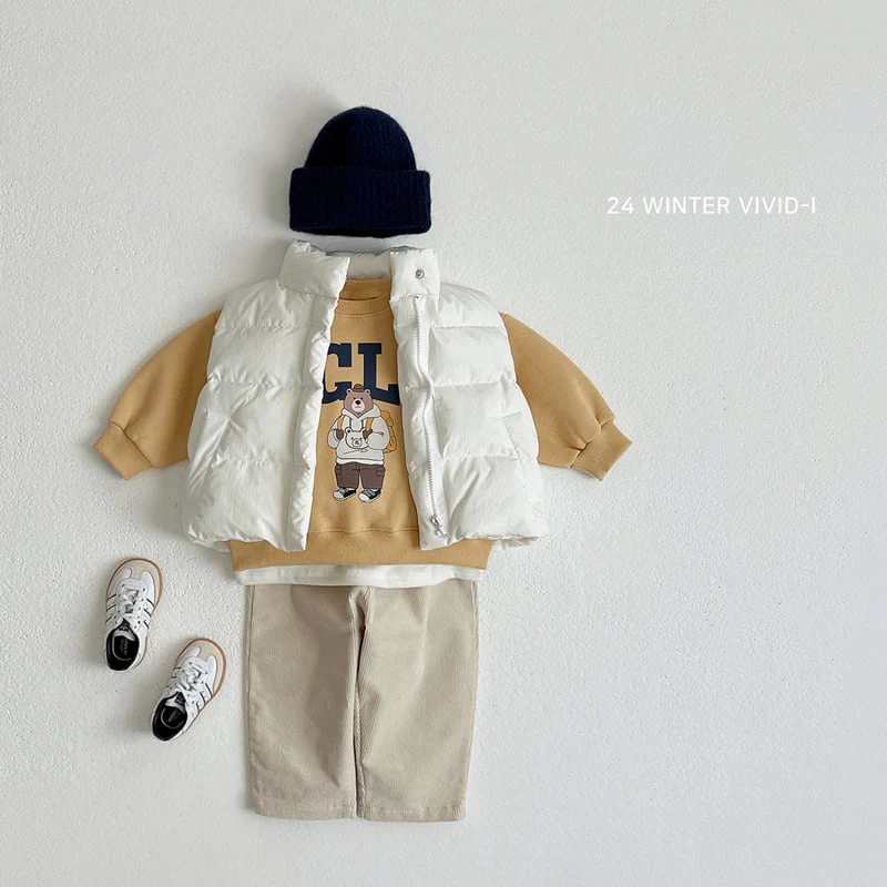 Vivid I - Korean Children Fashion - #fashionkids - School Look Bear Top Bottom Set - 11