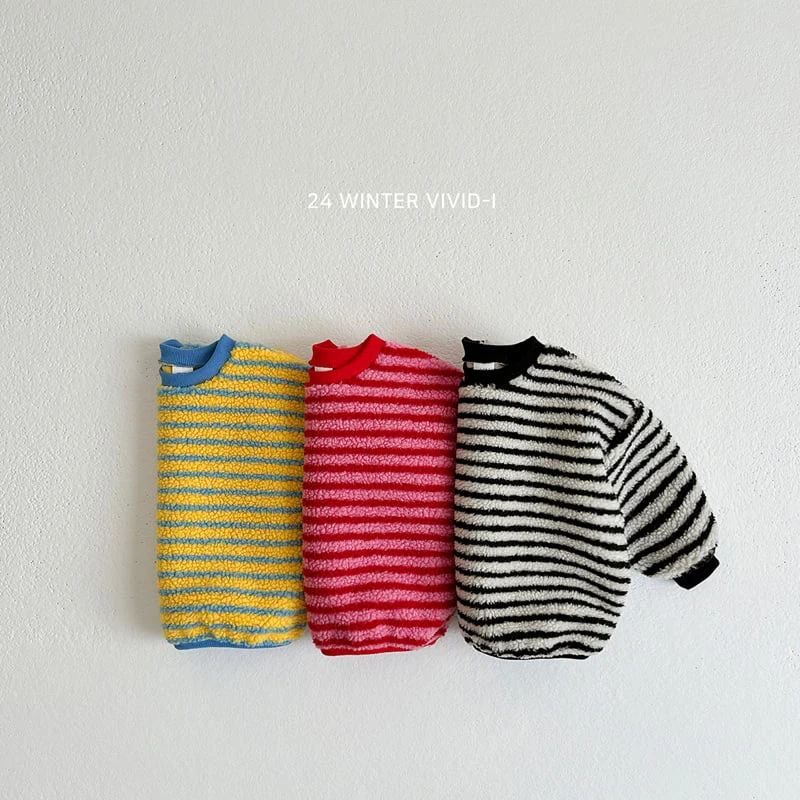 Vivid I - Korean Children Fashion - #kidsshorts - Stripe Fleece Sweatshirts